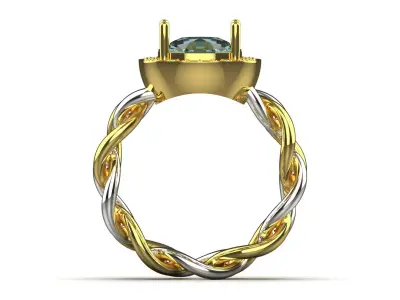 Two-tone Blue Gemstone and Diamond stl 3dm Ring Model jr00208 3D print model