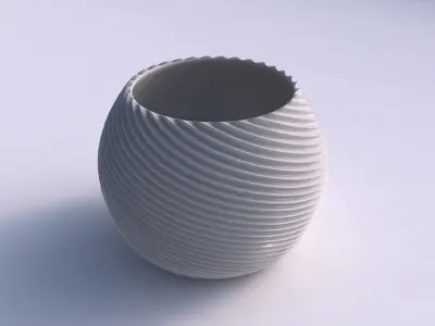 Bowl spheric with bent extruded lines 2 3D print model