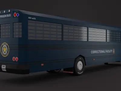 Police Correctional  Bus Facility LowPoly 3D Model 3D model
