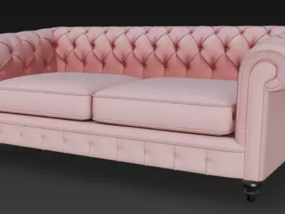 Pink Chesterfield Sofa 3D Model 3D model
