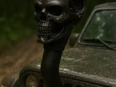 Cyborg Style Car Snorkel with LED Eye and Moving Parts 3D print model