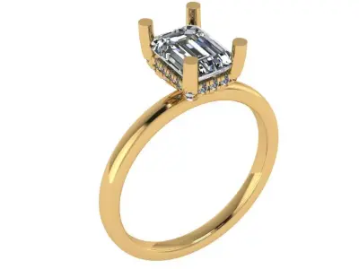 radiant under halo solitare ring  3D print model