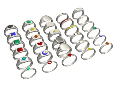 Collection of 30 Rings - different parts 3D print model