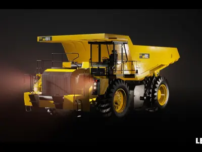 Driveable Animated Construction Truck Low-poly 3D model