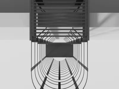 Fire escape staires Low-poly 3D model