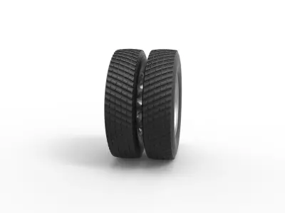 Rear double wheel of Pulling Semi truck Scale 1 to 25 3D print model