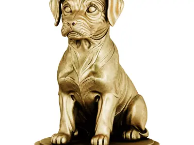 Classic Dog Sculpture 3d print and game ready Low-poly 3D model