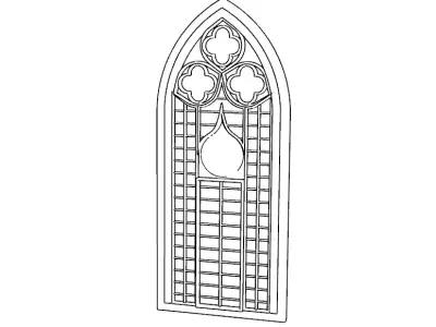 Gothic Stone Window 3D Model 3D model