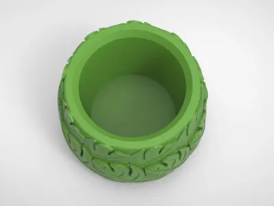 Monstera deliciosa texture vase 3D print model