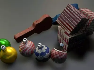 Gift boxes and Christmas balls Free 3D model