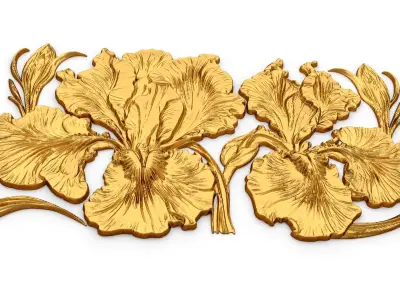 mural classic flowers decor ornament 17 3D model