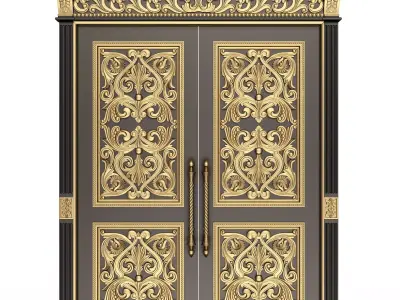 Carved Door Classic 01001 Black Low-poly 3D model