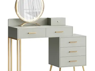 Bureau de coiffeuse avec tabouret et miroir DEL Grosmark 3D model