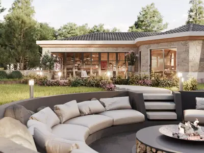 Office Interior and Winter Garden Exterior Design 3D Model 3D model