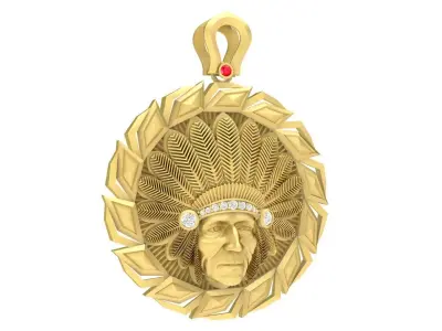 Indian Chief Head Pendant Jewelry for Men  3611 3D print model