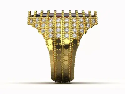 Yellow Gold Smoky Topaz and Diamond STL 3D Ring Model jr00193 3D print model