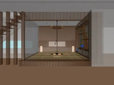 Japanese tea room furnitures set 3D model