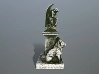 statue 4 lion Low-poly 3D model