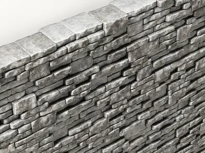 Brick stone wall block many n2 3D model