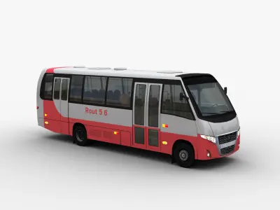 City bus with interior 7 Low-poly 3D model