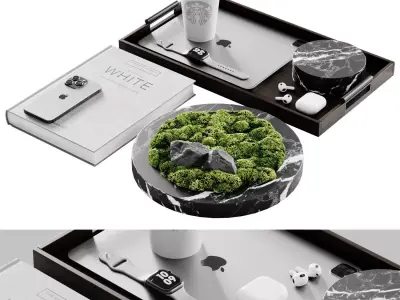 Decor set 6 marble tray 3D model