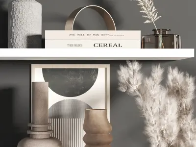 Decorative set 1 vases on shelf 3D model