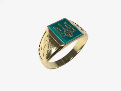 ring with Ukrainian coat of arms 2 3D print model