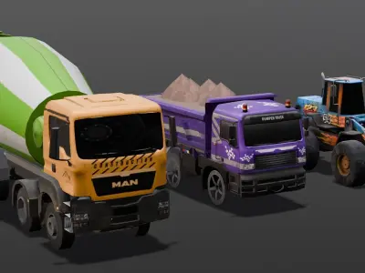 Cartoon Vehicle Pack 3D Model Low-poly 3D model