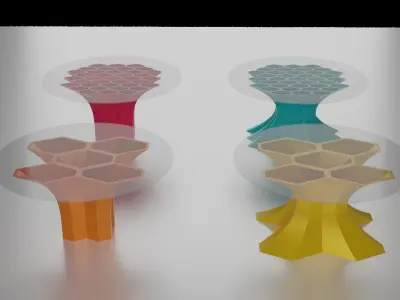 Floral four Dining tables 3D model