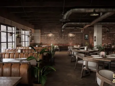 Pizza Restaurant Environment Low-poly 3D model