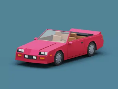 Stylized Cartoon Coupe Convertible Car Low-poly 3D model