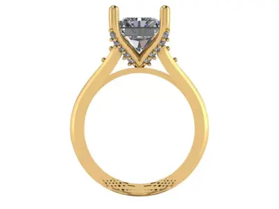 Radiant solitaire  cathedral ring with diamond on shank - prongs 3D print model