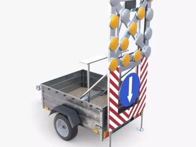 Roadworks trailer v1 Low-poly 3D model