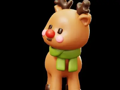 Reindeer  With Scarf Low-poly 3D model