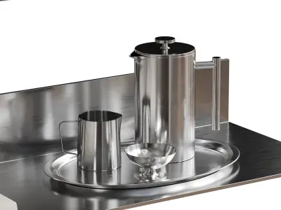 Kitchen Chrome and Steel Decor Set 3D model