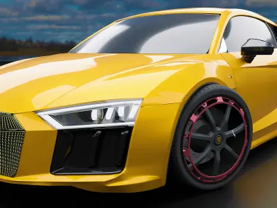Audi R8 supercar model  Game  Ready Low-poly 3D model