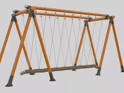 Playground Goliath Rope Wood Swing - 01 3D model