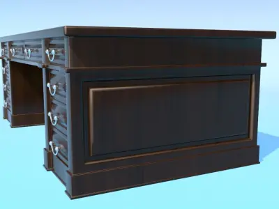Wooden library table 3D model