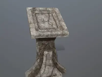 lectern stone bench Low-poly 3D model