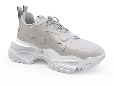 Sneakers Height Increasing White Black Autumn Chunky Shoes Low-poly 3D model