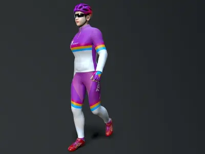 Cyclist Women Low-poly 3D model