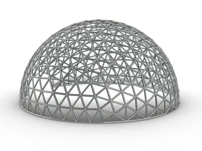 Geodesic Dome Large with Frame and Panels and Entryway 3D model