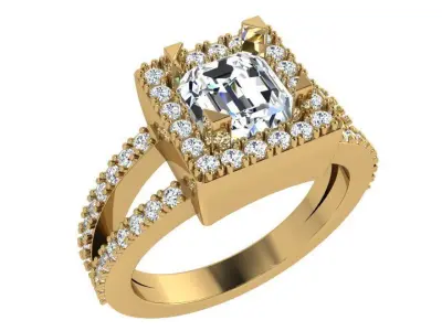 Square Halo Split Shank Ring 4144 3D print model
