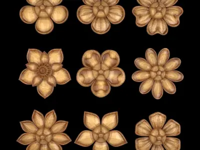 Ornament Flowers Pack 02 3D model