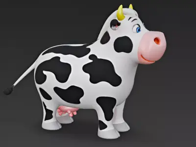 Cartoon Style Cow 3D Model 3D model