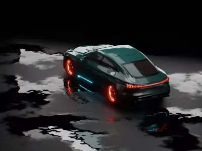 Cyberpunk-style Audi e-tron GT Sedan Low-poly 3D model