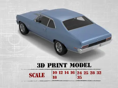 STL printable Chevy Nova Series RCcars Muscle car 3D print model