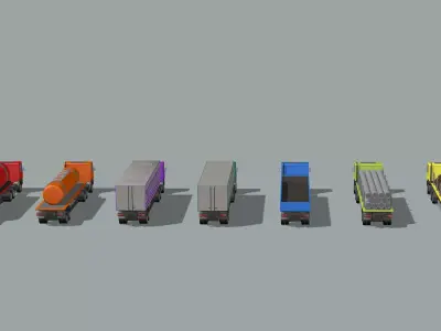 A set of large trucks 3D model