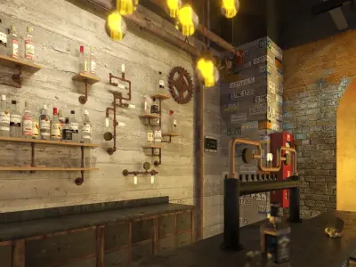 restaurant vintage modern 3D model