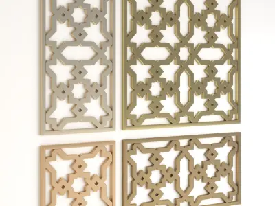 Arabic Islamic pattern decorative gold plaster Free 3D model
